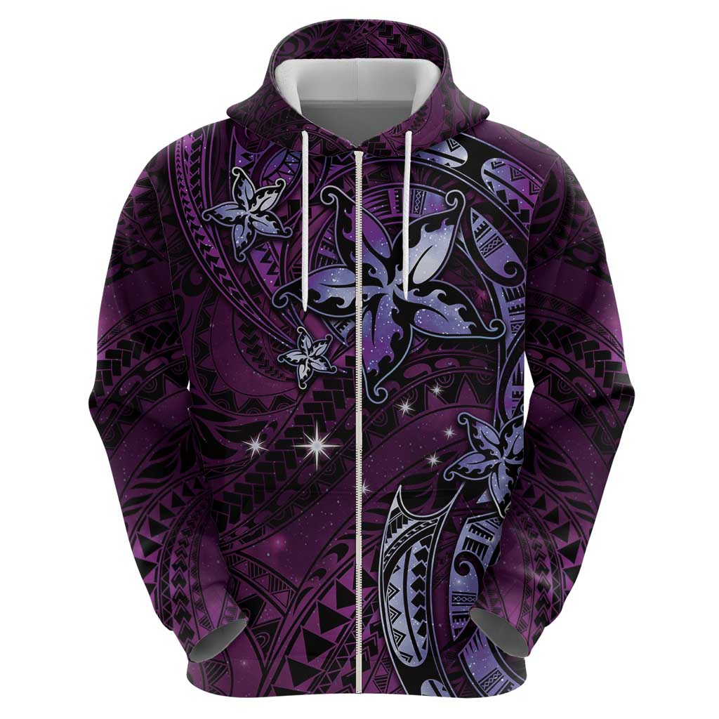 Hawaii Makahiki Season Hoodie Floral Tribal Tattoo Purple Galaxy LT05 - Polynesian Pride