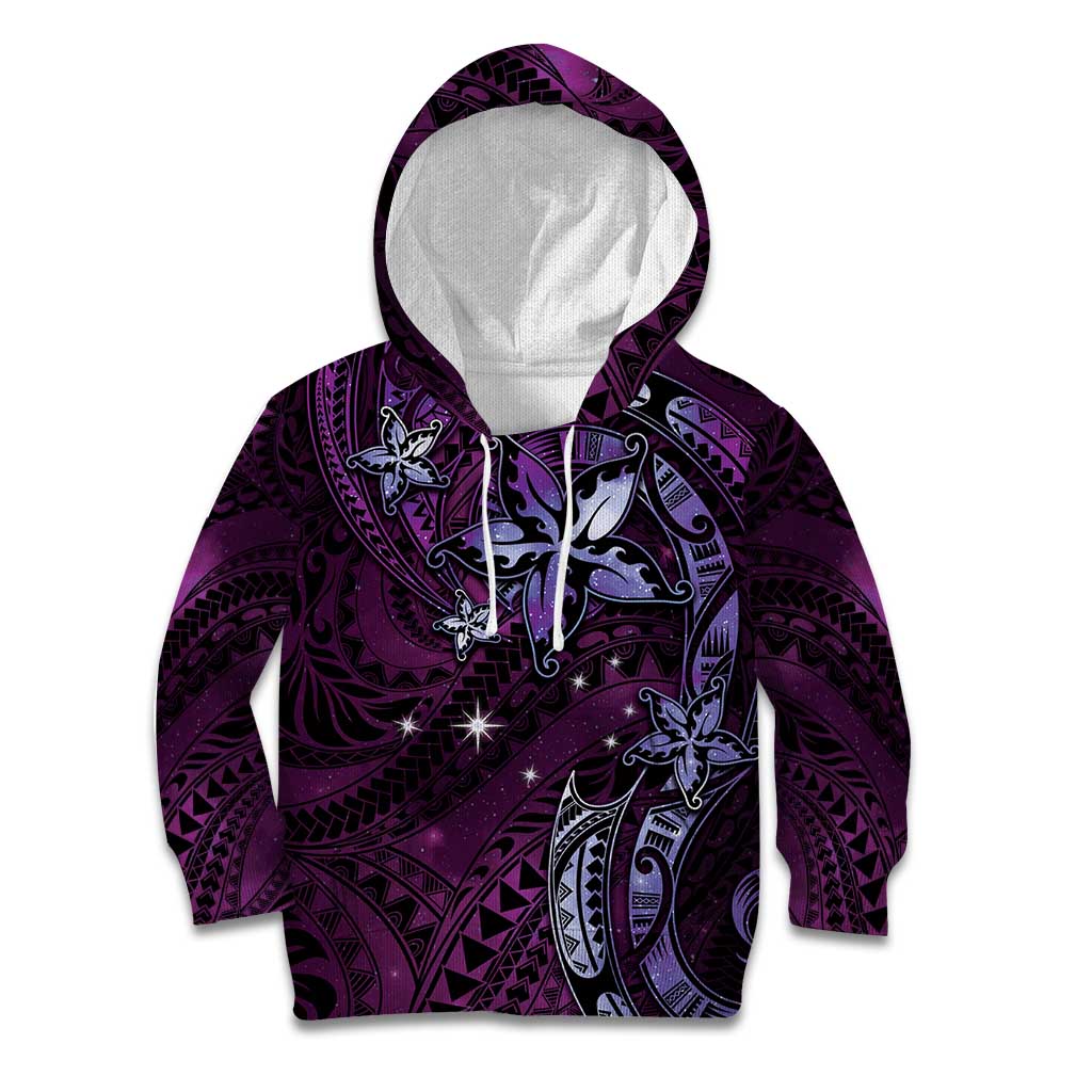 Hawaii Makahiki Season Kid Hoodie Floral Tribal Tattoo Purple Galaxy LT05 Hoodie Purple - Polynesian Pride