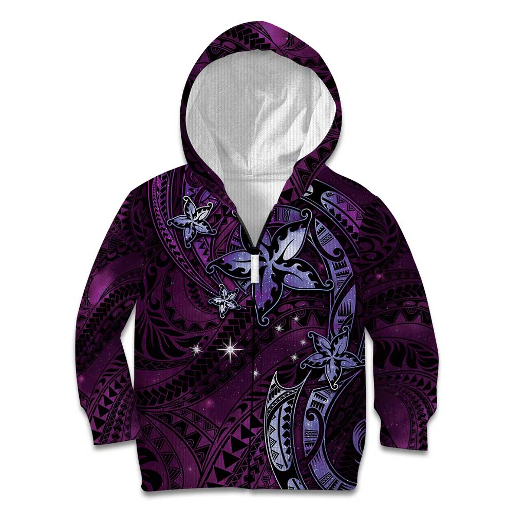 Hawaii Makahiki Season Kid Hoodie Floral Tribal Tattoo Purple Galaxy LT05 Zip Hoodie Purple - Polynesian Pride