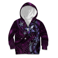 Hawaii Makahiki Season Kid Hoodie Floral Tribal Tattoo Purple Galaxy LT05 Zip Hoodie Purple - Polynesian Pride