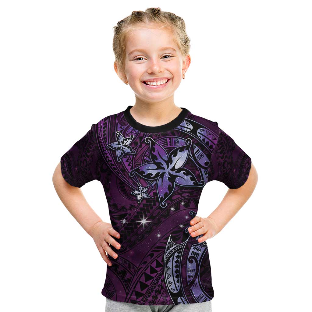 Hawaii Makahiki Season Kid T Shirt Floral Tribal Tattoo Purple Galaxy LT05 Purple - Polynesian Pride