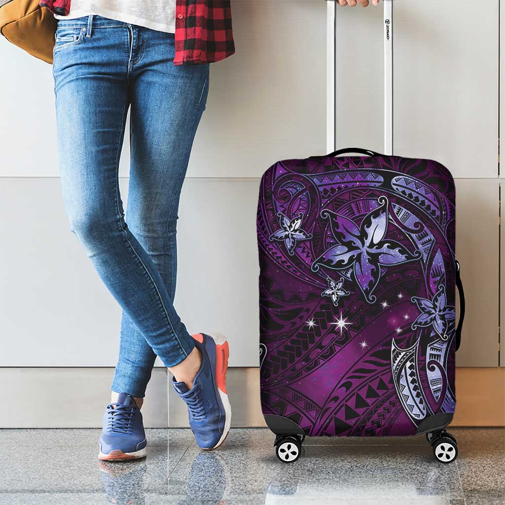Hawaii Makahiki Season Luggage Cover Floral Tribal Tattoo Purple Galaxy LT05 - Polynesian Pride