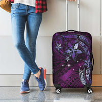 Hawaii Makahiki Season Luggage Cover Floral Tribal Tattoo Purple Galaxy LT05 - Polynesian Pride