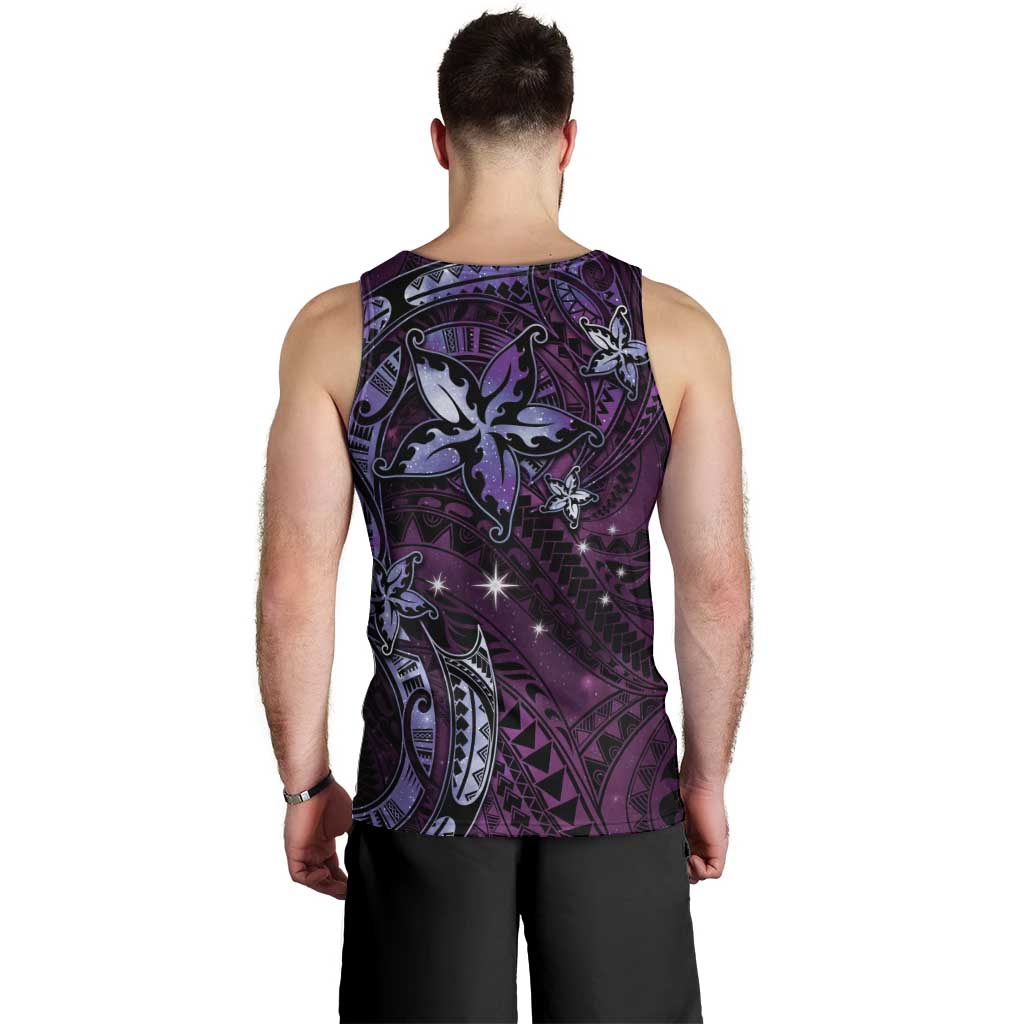 Hawaii Makahiki Season Men Tank Top Floral Tribal Tattoo Purple Galaxy LT05 - Polynesian Pride