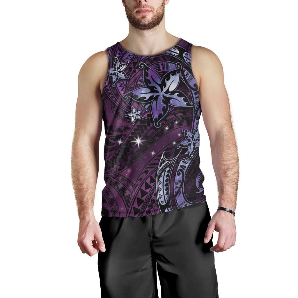 Hawaii Makahiki Season Men Tank Top Floral Tribal Tattoo Purple Galaxy LT05 - Polynesian Pride