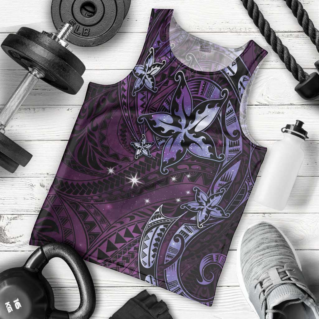 Hawaii Makahiki Season Men Tank Top Floral Tribal Tattoo Purple Galaxy LT05 - Polynesian Pride