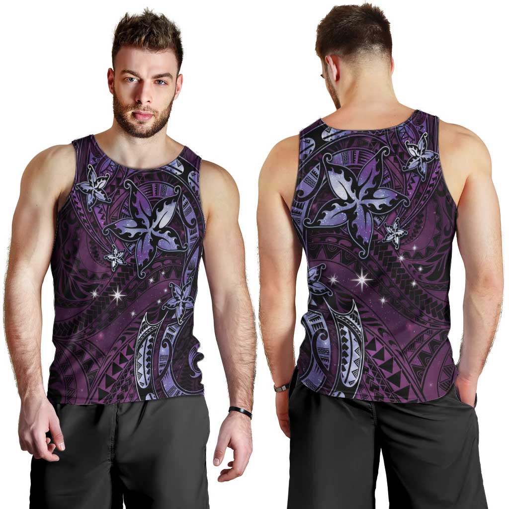 Hawaii Makahiki Season Men Tank Top Floral Tribal Tattoo Purple Galaxy LT05 - Polynesian Pride
