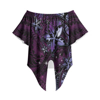 Hawaii Makahiki Season Off Shoulder Wrap Waist Top Floral Tribal Tattoo Purple Galaxy LT05 Purple - Polynesian Pride