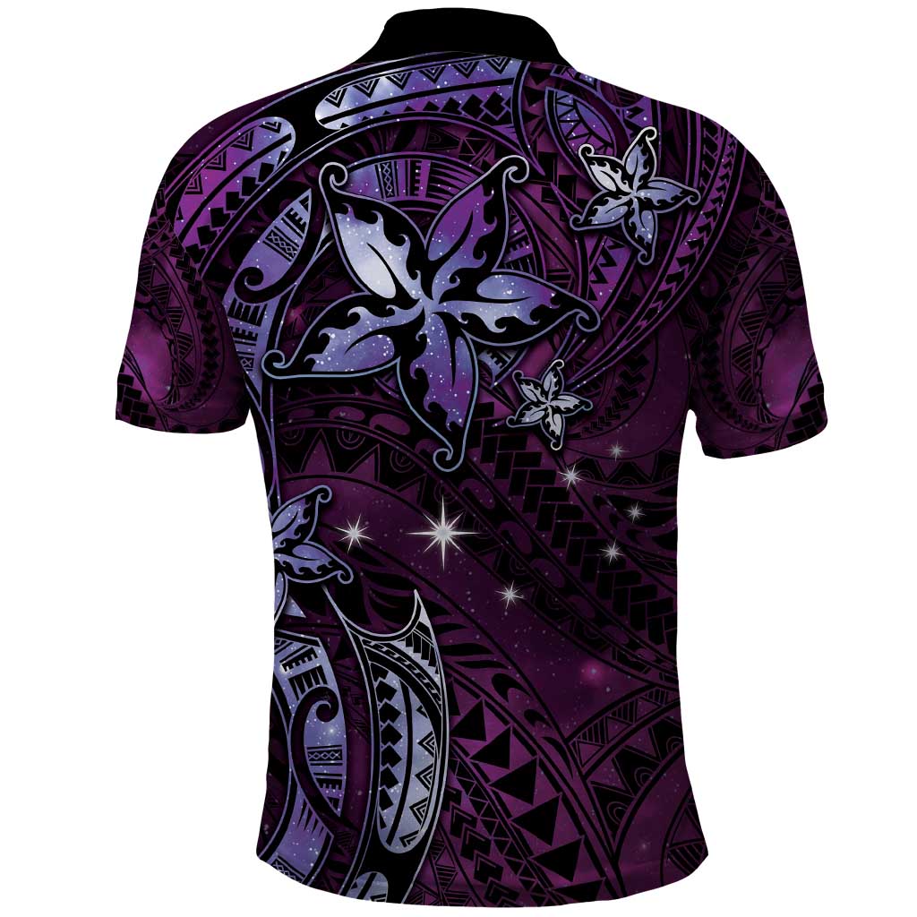 Hawaii Makahiki Season Polo Shirt Floral Tribal Tattoo Purple Galaxy LT05 - Polynesian Pride