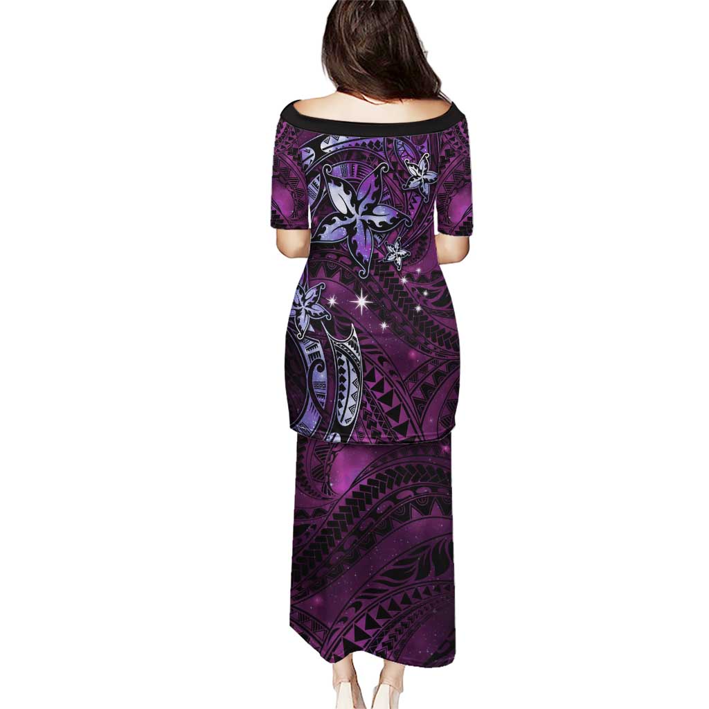 Hawaii Makahiki Season Puletasi Floral Tribal Tattoo Purple Galaxy LT05 - Polynesian Pride