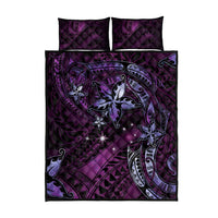 Hawaii Makahiki Season Quilt Bed Set Floral Tribal Tattoo Purple Galaxy LT05 - Polynesian Pride