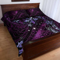 Hawaii Makahiki Season Quilt Bed Set Floral Tribal Tattoo Purple Galaxy LT05 - Polynesian Pride