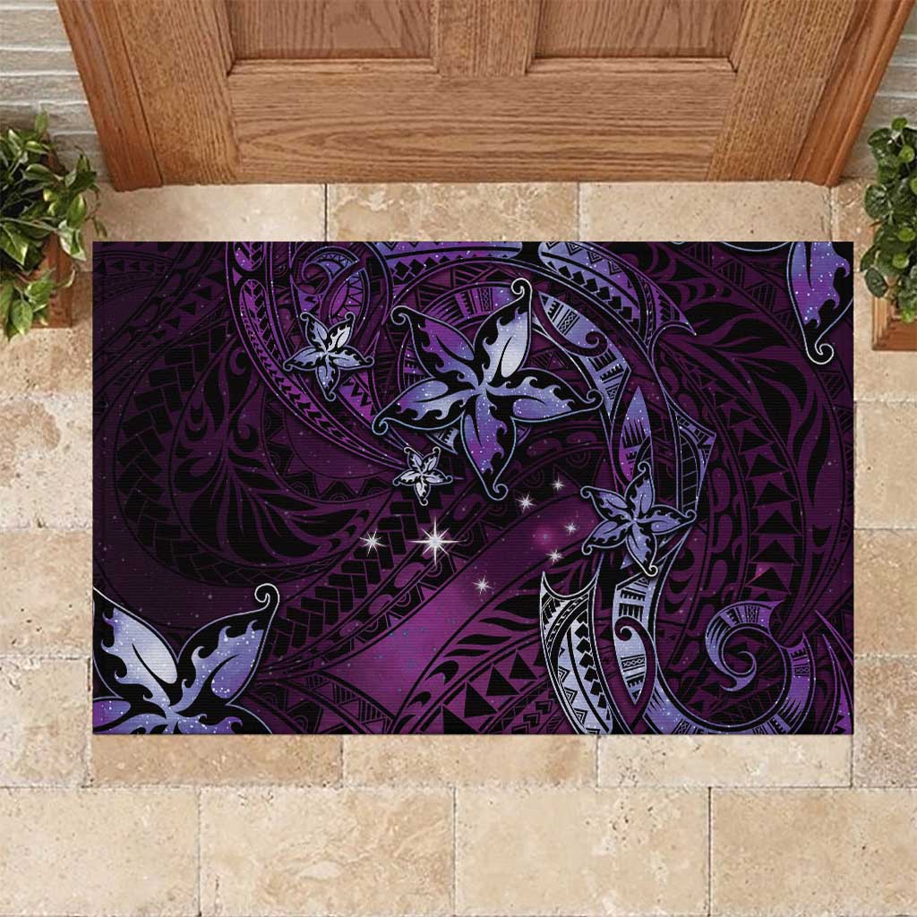 Hawaii Makahiki Season Rubber Doormat Floral Tribal Tattoo Purple Galaxy LT05 Purple - Polynesian Pride