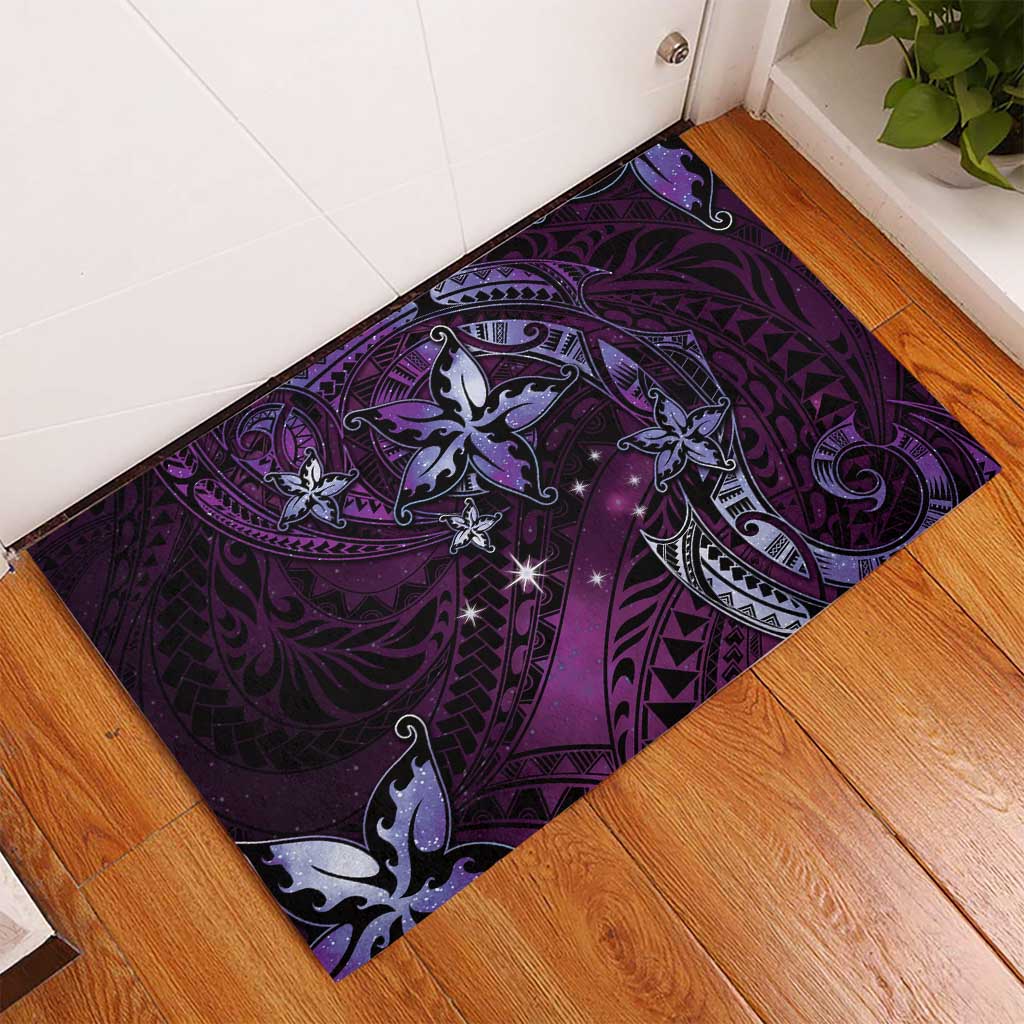 Hawaii Makahiki Season Rubber Doormat Floral Tribal Tattoo Purple Galaxy LT05 - Polynesian Pride