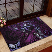 Hawaii Makahiki Season Rubber Doormat Floral Tribal Tattoo Purple Galaxy LT05 - Polynesian Pride