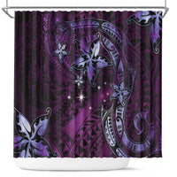 Hawaii Makahiki Season Shower Curtain Floral Tribal Tattoo Purple Galaxy LT05 Purple - Polynesian Pride