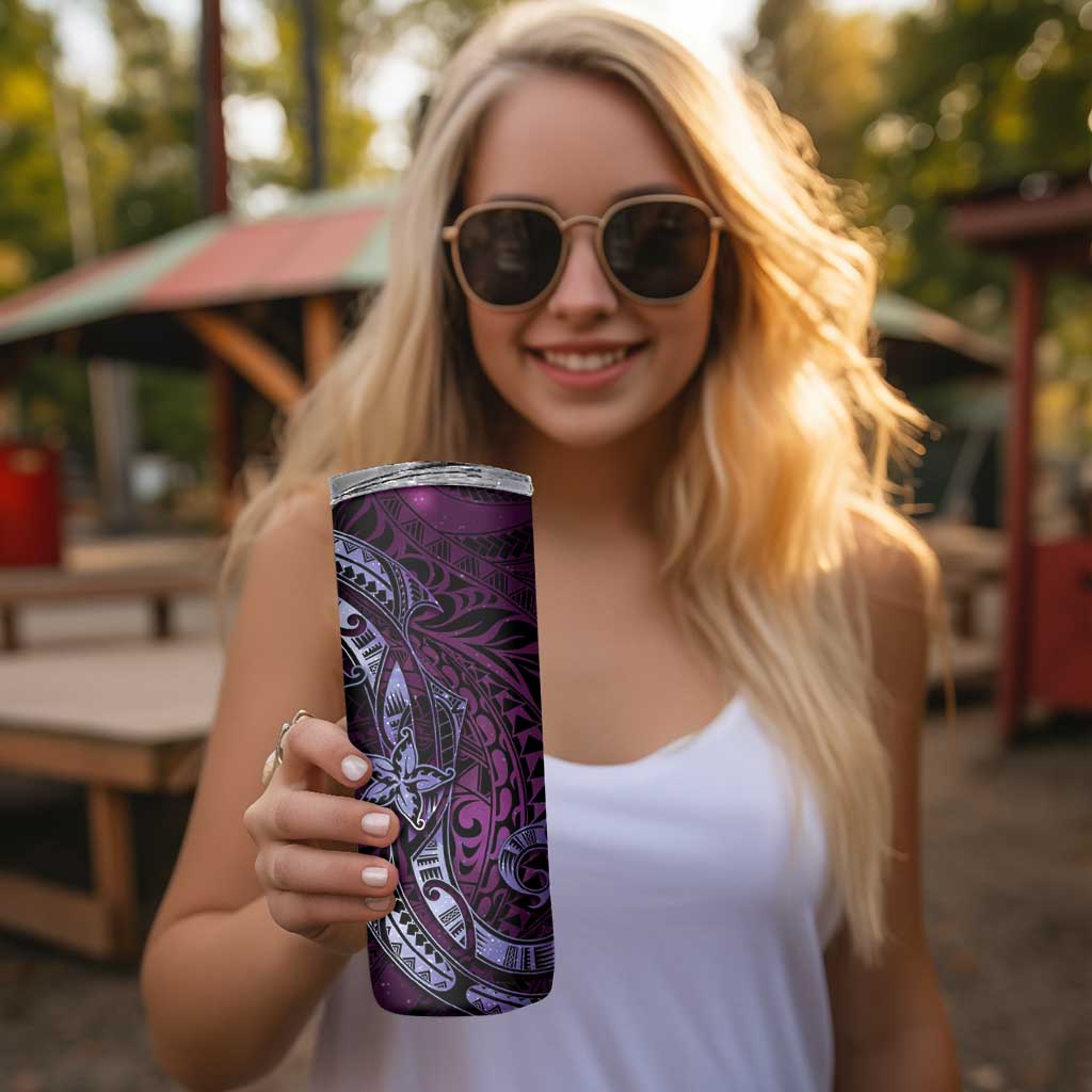 Hawaii Makahiki Season Skinny Tumbler Floral Tribal Tattoo Purple Galaxy LT05 - Polynesian Pride