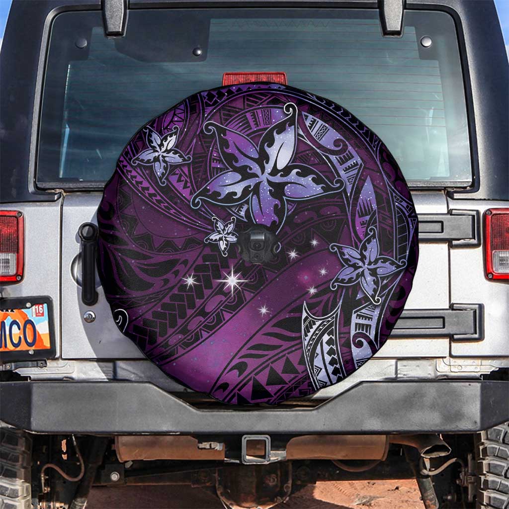 Hawaii Makahiki Season Spare Tire Cover Floral Tribal Tattoo Purple Galaxy LT05 Purple - Polynesian Pride