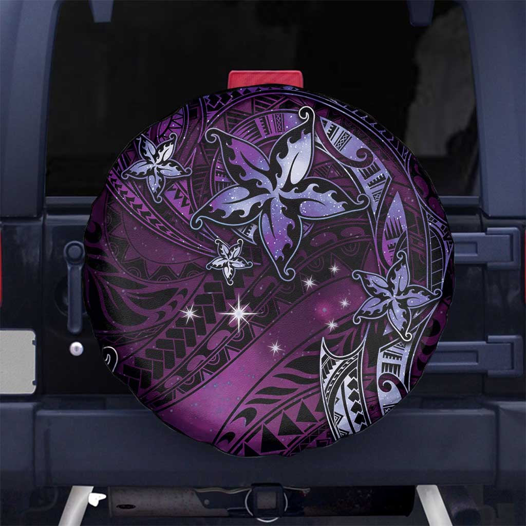 Hawaii Makahiki Season Spare Tire Cover Floral Tribal Tattoo Purple Galaxy LT05 - Polynesian Pride