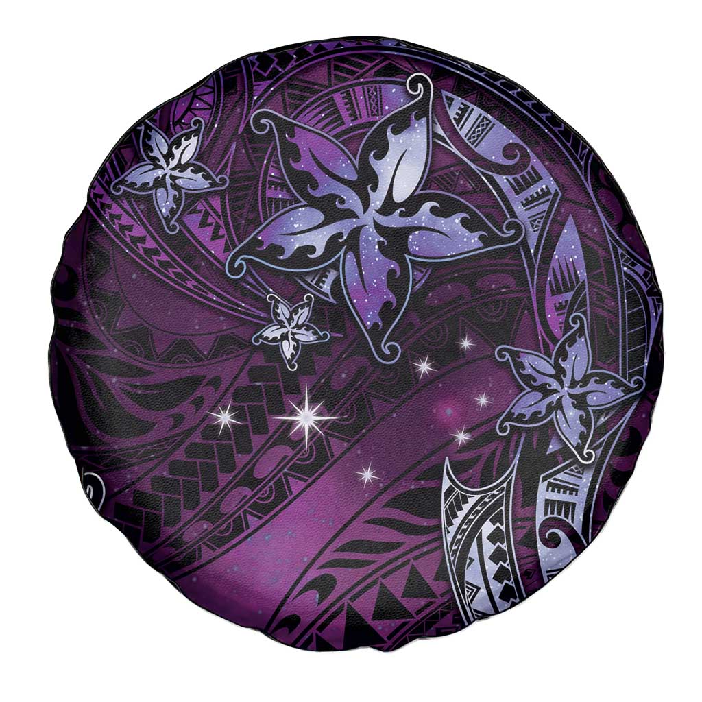 Hawaii Makahiki Season Spare Tire Cover Floral Tribal Tattoo Purple Galaxy LT05 - Polynesian Pride