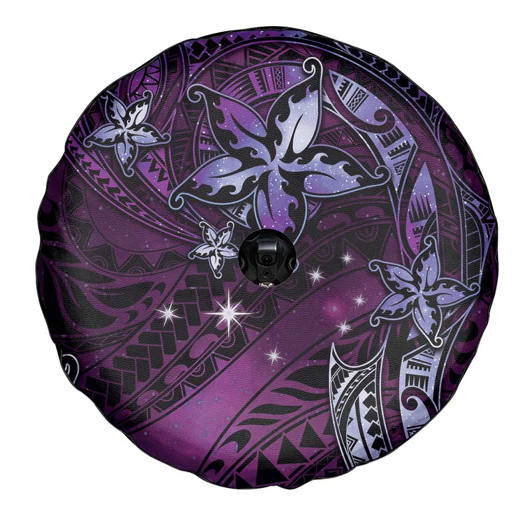 Hawaii Makahiki Season Spare Tire Cover Floral Tribal Tattoo Purple Galaxy LT05 - Polynesian Pride