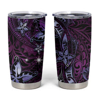 Hawaii Makahiki Season Tumbler Cup Floral Tribal Tattoo Purple Galaxy LT05 Purple - Polynesian Pride