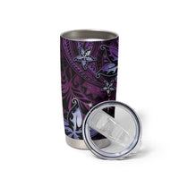 Hawaii Makahiki Season Tumbler Cup Floral Tribal Tattoo Purple Galaxy LT05 - Polynesian Pride