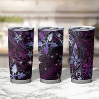 Hawaii Makahiki Season Tumbler Cup Floral Tribal Tattoo Purple Galaxy LT05 - Polynesian Pride