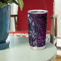 Hawaii Makahiki Season Tumbler Cup Floral Tribal Tattoo Purple Galaxy LT05 - Polynesian Pride