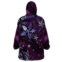 Hawaii Makahiki Season Wearable Blanket Hoodie Floral Tribal Tattoo Purple Galaxy LT05 - Polynesian Pride