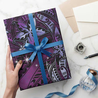 Hawaii Makahiki Season Wrapping Paper Floral Tribal Tattoo Purple Galaxy LT05 - Polynesian Pride