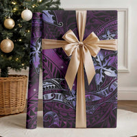 Hawaii Makahiki Season Wrapping Paper Floral Tribal Tattoo Purple Galaxy LT05 - Polynesian Pride
