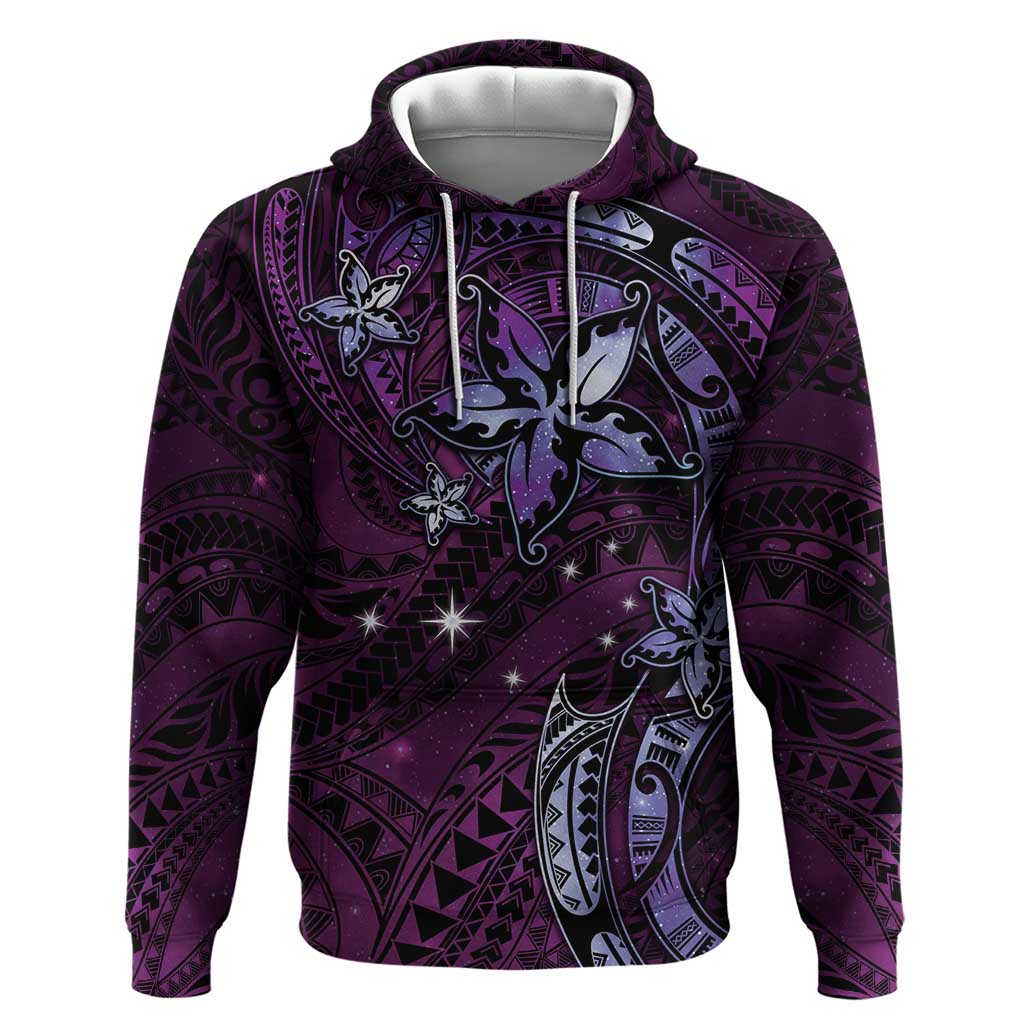 Hawaii Makahiki Season Zip Hoodie Floral Tribal Tattoo Purple Galaxy LT05 Pullover Hoodie Purple - Polynesian Pride