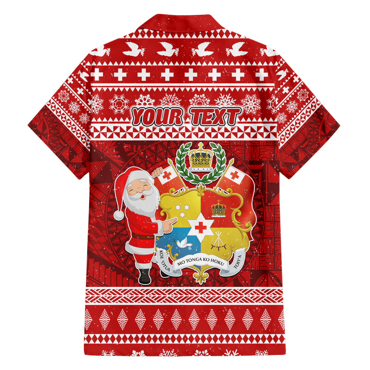 Personalized Tonga Christmas Family Matching Short Sleeve Bodycon Dress and Hawaiian Shirt Kilisimasi Fiefia Santas Coat Of Arms LT05 - Polynesian Pride
