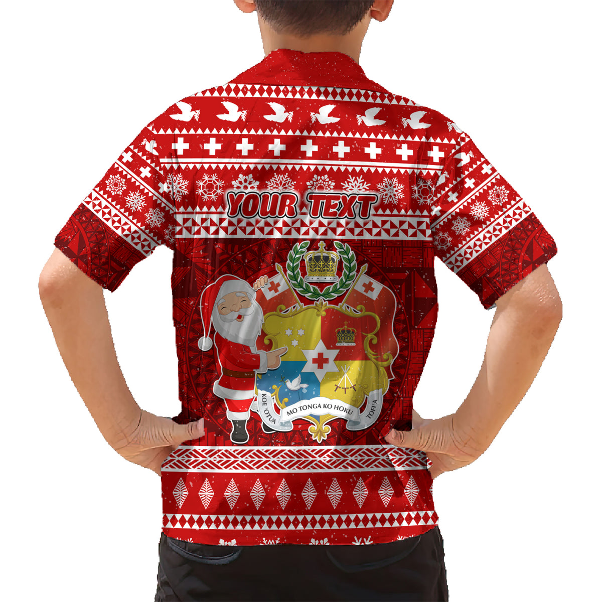 Personalized Tonga Christmas Kid Hawaiian Shirt Kilisimasi Fiefia Santas Coat Of Arms LT05 - Polynesian Pride