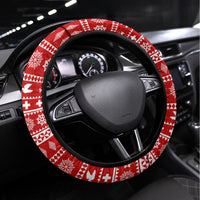 Tonga Christmas Steering Wheel Cover Kilisimasi Fiefia Santas Coat Of Arms LT05 Universal Fit Red - Polynesian Pride