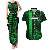 Personalized Hawaii Hauoli Makahiki Hou Couples Matching Tank Maxi Dress and Hawaiian Shirt Lono Hawaiian God Kakau Polynesian Tribal Green LT05 Green - Polynesian Pride