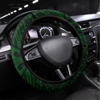 Hawaii Hauoli Makahiki Hou Steering Wheel Cover Lono Hawaiian God Kakau Polynesian Tribal Green LT05 Universal Fit Green - Polynesian Pride