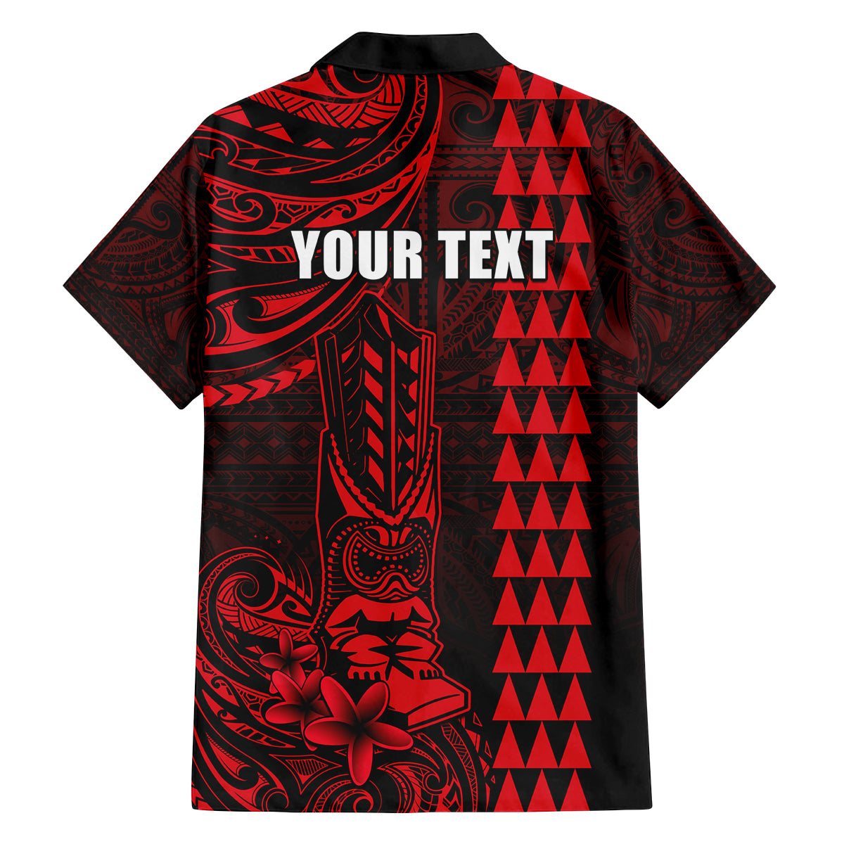 Personalized Hawaii Hauoli Makahiki Hou Family Matching Off Shoulder Long Sleeve Dress and Hawaiian Shirt Lono Hawaiian God Kakau Polynesian Tribal Red LT05 - Polynesian Pride