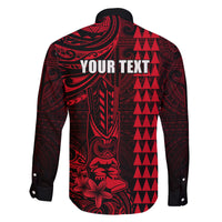 Personalized Hawaii Hauoli Makahiki Hou Family Matching Off Shoulder Short Dress and Hawaiian Shirt Lono Hawaiian God Kakau Polynesian Tribal Red LT05 - Polynesian Pride