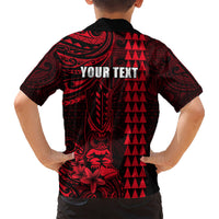 Personalized Hawaii Hauoli Makahiki Hou Kid Hawaiian Shirt Lono Hawaiian God Kakau Polynesian Tribal Red LT05 - Polynesian Pride