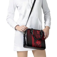 Hawaii Hauoli Makahiki Hou Shoulder Handbag Lono Hawaiian God Kakau Polynesian Tribal Red LT05 - Polynesian Pride
