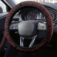 Hawaii Hauoli Makahiki Hou Steering Wheel Cover Lono Hawaiian God Kakau Polynesian Tribal Red LT05 - Polynesian Pride