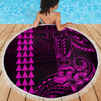 Hawaii Hauoli Makahiki Hou Beach Blanket Lono Hawaiian God Kakau Polynesian Tribal Pink LT05 - Wonder Print Shop