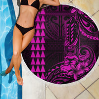 Hawaii Hauoli Makahiki Hou Beach Blanket Lono Hawaiian God Kakau Polynesian Tribal Pink LT05 - Wonder Print Shop