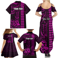 Personalized Hawaii Hauoli Makahiki Hou Family Matching Summer Maxi Dress and Hawaiian Shirt Lono Hawaiian God Kakau Polynesian Tribal Pink LT05 - Polynesian Pride