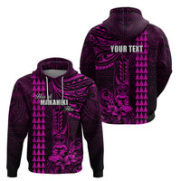 Personalized Hawaii Hauoli Makahiki Hou Hoodie Lono Hawaiian God Kakau Polynesian Tribal Pink LT05 - Polynesian Pride