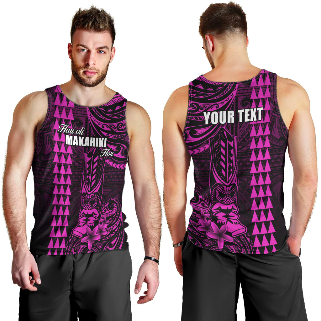 Personalized Hawaii Hauoli Makahiki Hou Men Tank Top Lono Hawaiian God Kakau Polynesian Tribal Pink LT05 - Polynesian Pride