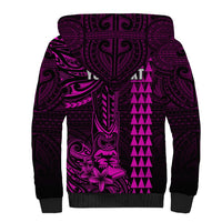 Personalized Hawaii Hauoli Makahiki Hou Sherpa Hoodie Lono Hawaiian God Kakau Polynesian Tribal Pink LT05 - Polynesian Pride