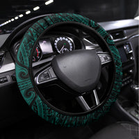 Hawaii Hauoli Makahiki Hou Steering Wheel Cover Lono Hawaiian God Kakau Polynesian Tribal Turquoise LT05 Universal Fit Turquoise - Polynesian Pride